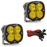 Baja Designs XL80 Series Driving Combo Pattern Pair LED Light Pods - Amber with black housing and wiring harness for off-road use