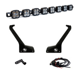 Baja Designs Jeep JL/JT Roof Bar LED Light Kit 8 XL Linkable with black mounting brackets and wiring harnesses for 2018+ Jeep JL/JT