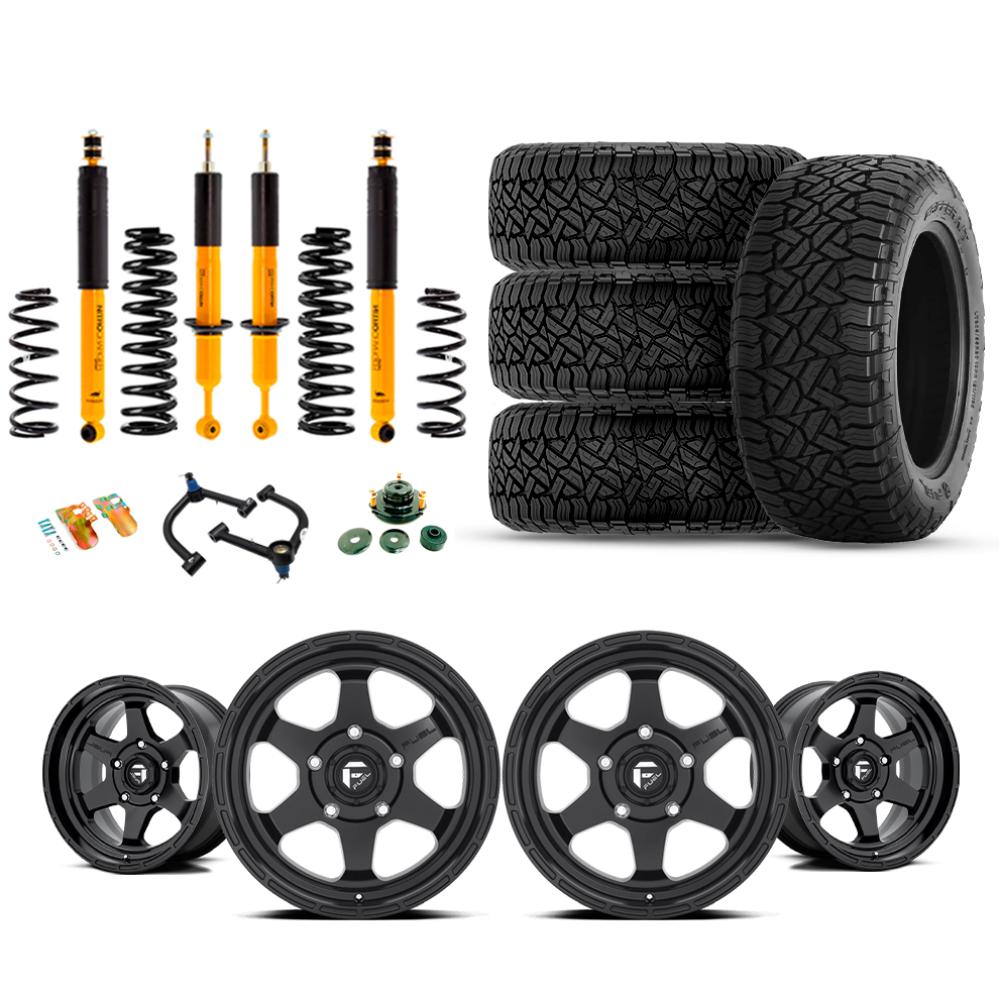 OME 3" Lift Kit + 17" Fuel Wheels & Tires Package for 4Runner (03-09) with Old Man Emu suspension and off-road tires