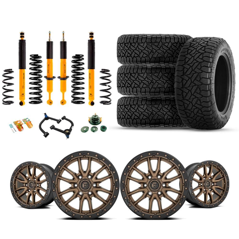 Old Man Emu OME 3" Lift Kit with adjustable shocks, coil springs, and 17" Fuel wheels and tires for 4Runner (03-09)
