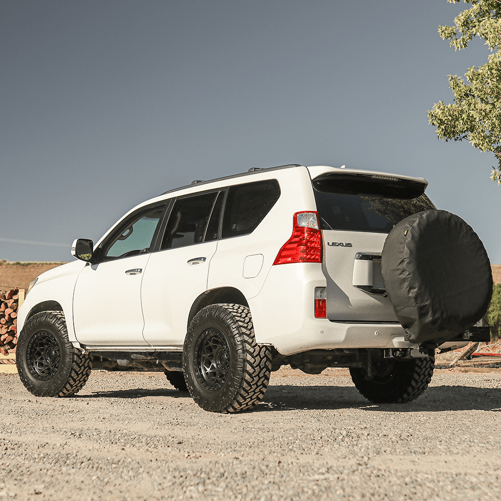 Fuel 1PC D786 Unit - 17X9 -12mm - Matte Black With Matte Black Ring wheels on lifted Lexus GX with off-road tires