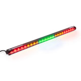 Baja Designs RTL-G Single Straight 30in Light Bar with multicolor LED amber, green, and red signals in black housing for off-road use