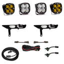 Baja Designs 2021+ Ford F150 Fog Pocket Kit SAE Amber Squadron Sport DC with dual amber LED lights and mounting hardware