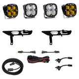 Baja Designs 2021+ Ford F150 Fog Pocket Kit SAE Amber Squadron Sport DC with dual amber LED lights and mounting hardware
