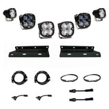 Baja Designs 2021+ Ford Raptor Aftermarket Pro Fog Pocket SAE Kit with LED pods, mounting brackets, and wiring harnesses