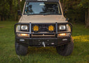 Dobinsons Bull Bar Classic Black For Toyota Land Cruiser 70 Series 1984 - 2006 heavy-duty powder-coated steel winch-compatible bumper with LED signals