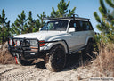 Dobinsons Side Steps With Side Rails - SR59-162 installed on classic white Toyota Land Cruiser 80 Series off-road vehicle