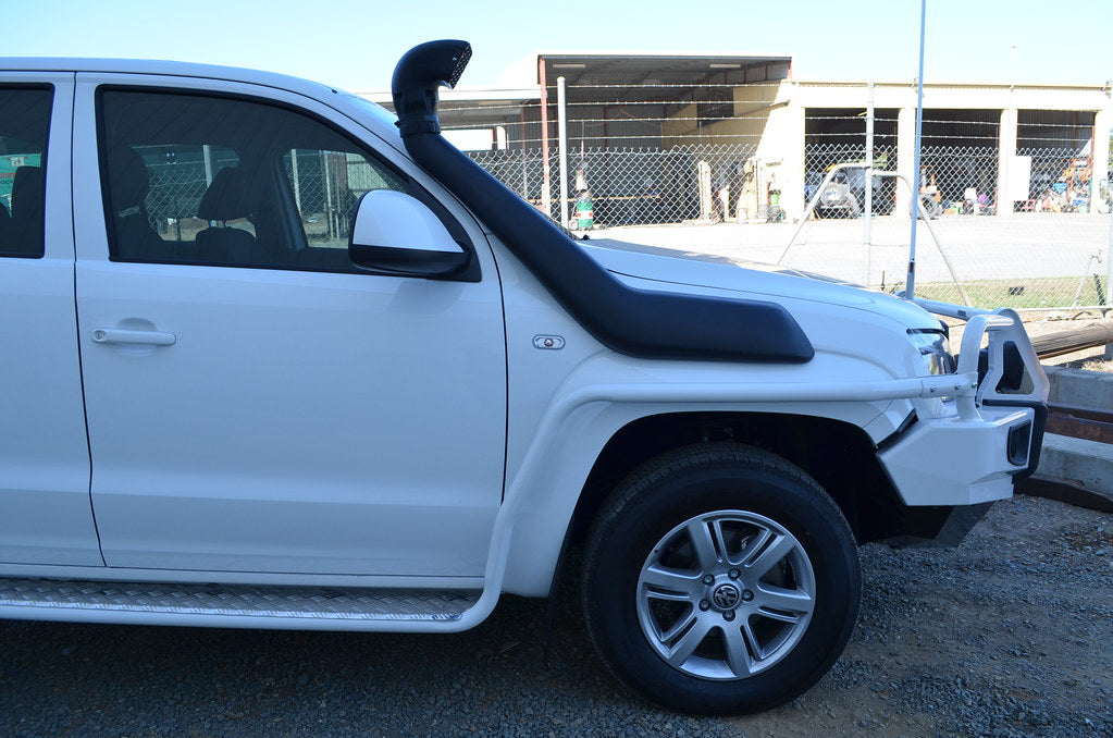 Dobinsons Snorkel Kit For Vw Amarok 2.0L Diesel - RIGHT SIDE MOUNT fitted on white 4x4 for improved intake height and water crossing