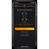 ICON Vehicle Dynamics Intelligent Control Install Kit 53504 for Toyota 4Runner (10-24) smartphone app showing active shock detection interface