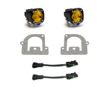 Baja Designs 21+ Ford Bronco Sport S1 WC LED Fog Pocket Light Kit - Amber with mounting brackets and wiring adapters