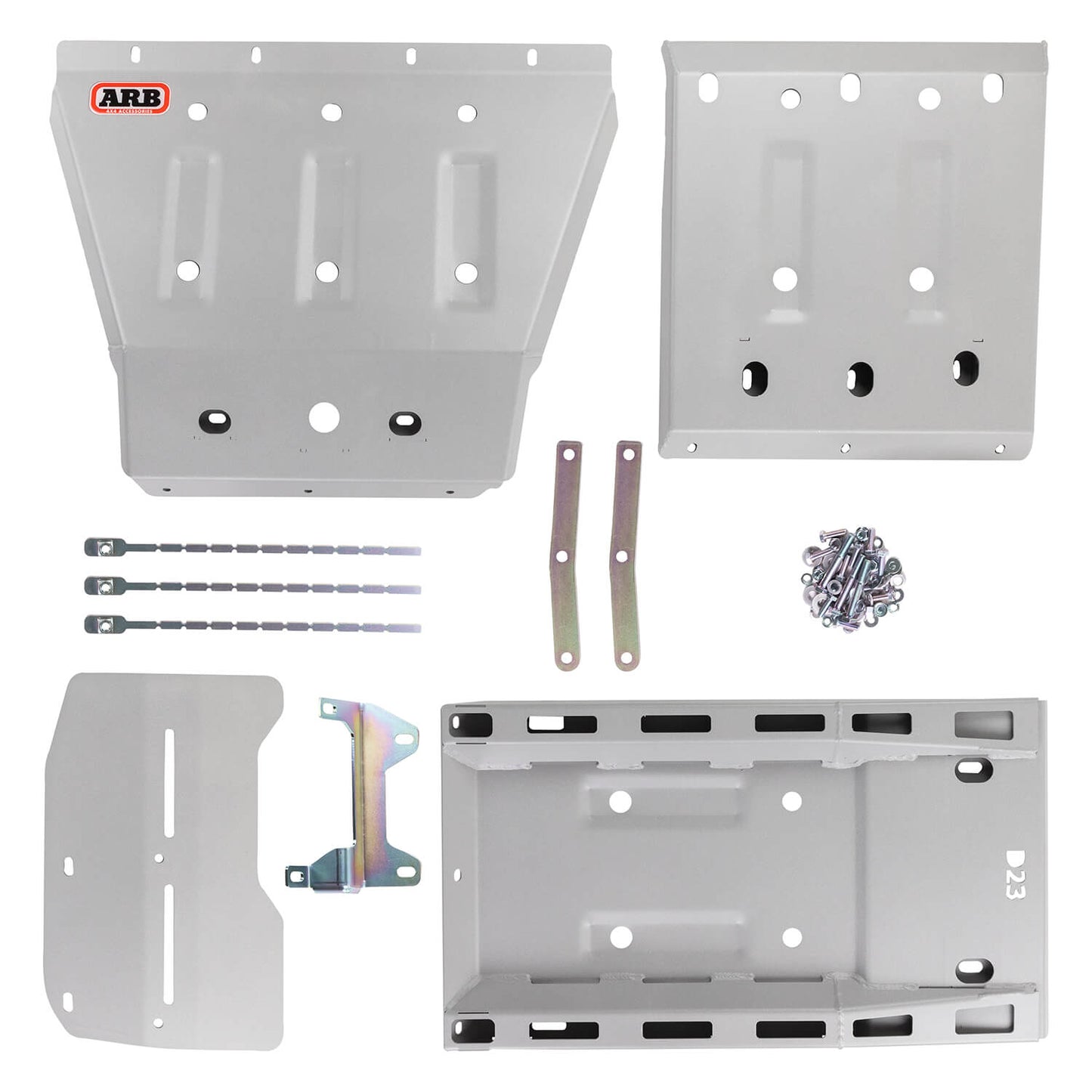 ARB Under Vehicle Protection 5438200 pressed 3mm steel skid plate kit with chassis mounting hardware for off-road use