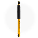 A yellow and black Old Man Emu Rear Nitrocharger Sport Shock 60078 with dual-stack deflective disc technology on a white background.