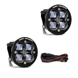 Baja Designs Squadron R SAE LED Spot Light - Clear - Pair with heavy-duty mounts and wiring harness for off-road use