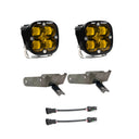 Baja Designs 1999-2010 Ford Super Duty Fog Pocket Kit SAE Amber with dual amber LED pods, steel mounting brackets, and wiring harnesses