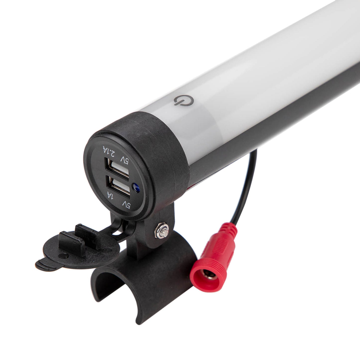 ARB Rooftop Tent and Awning Light 803301 with dual USB ports and waterproof end cap for off-road vehicle mounting.