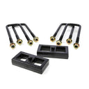 ReadyLift 1'' Rear Block Kit for Chevy Colorado (15-22) with cast iron blocks, integrated bump stops, and heavy-duty U-bolts