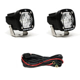 Baja Designs S1 Wide Cornering LED Light w/ Mounting Bracket Pair with wiring harness for off-road vehicle use