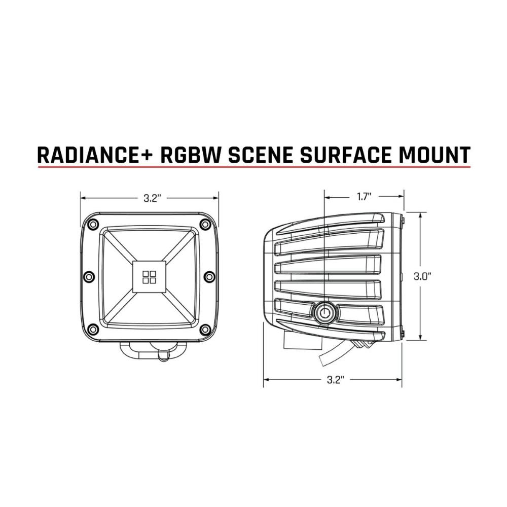 Rigid Industries Radiance+ Scene RGBW Surface Mount - Pair with high-grade aluminum housing and adjustable RGBW backlight modes