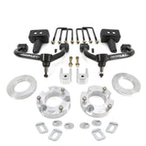 ReadyLift SST 3.5 inch Lift Kit for F-150 (21-24) with heavy-duty steel arms, aluminum spacers, and mounting hardware components