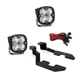 Baja Designs Squadron Sport GM A-Pillar Mount Kit with dual high-performance LED pods, steel brackets, and wiring harness for 4x4 vehicles
