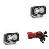 Baja Designs S2 Sport Driving Combo Pattern Pair LED Work Light - Clear with heavy-duty mounts and wiring harness kit