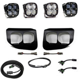 Baja Designs Ford Super Duty (20-On) Fog Lights Dual FPK SAE/Sport DC with LED pods, bezels, wiring harness, and connectors