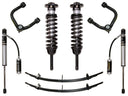ICON 05-15 Toyota Tacoma 0-3.5in/2016+ Toyota Tacoma 0-2.75in Stg 3 Suspension System w/Tubular Uca by Mudify with coilovers, shocks, leaf springs, and tubular upper control arms