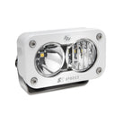 Baja Designs S2 Pro Driving/Combo White LED Light with dual reflectors, white anodized housing, and stainless steel hardware for off-road use