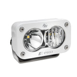 Baja Designs S2 Pro Driving/Combo White LED Light with dual reflectors, white anodized housing, and stainless steel hardware for off-road use