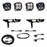 Baja Designs 2021+ Ford F150 Fog Pocket Kit SAE Clear Squadron Pro DC with Upfitter includes dual high-performance LED lights, brackets, and wiring harnesses