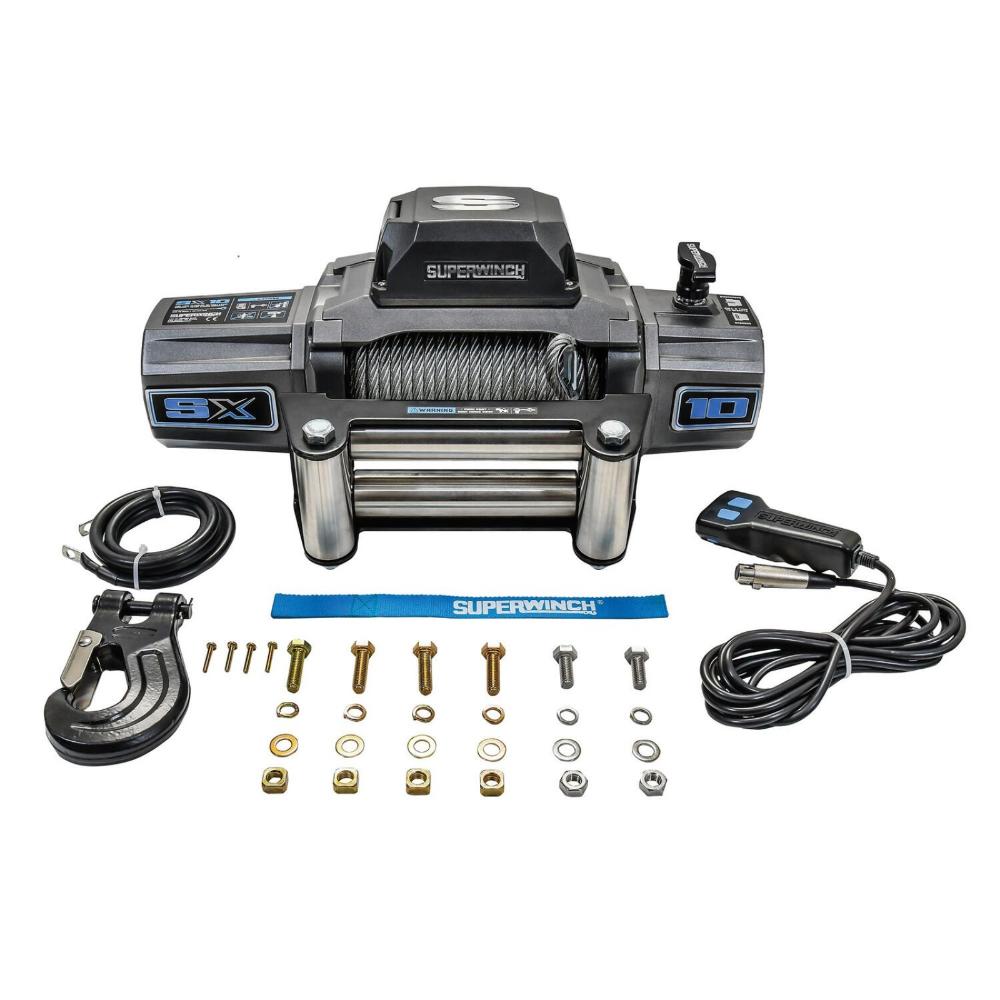 Superwinch SX10 Winch 1710200 heavy-duty 10,000 lb line pull with 5.5 hp sealed motor, planetary gear, clevis hook, remote controls