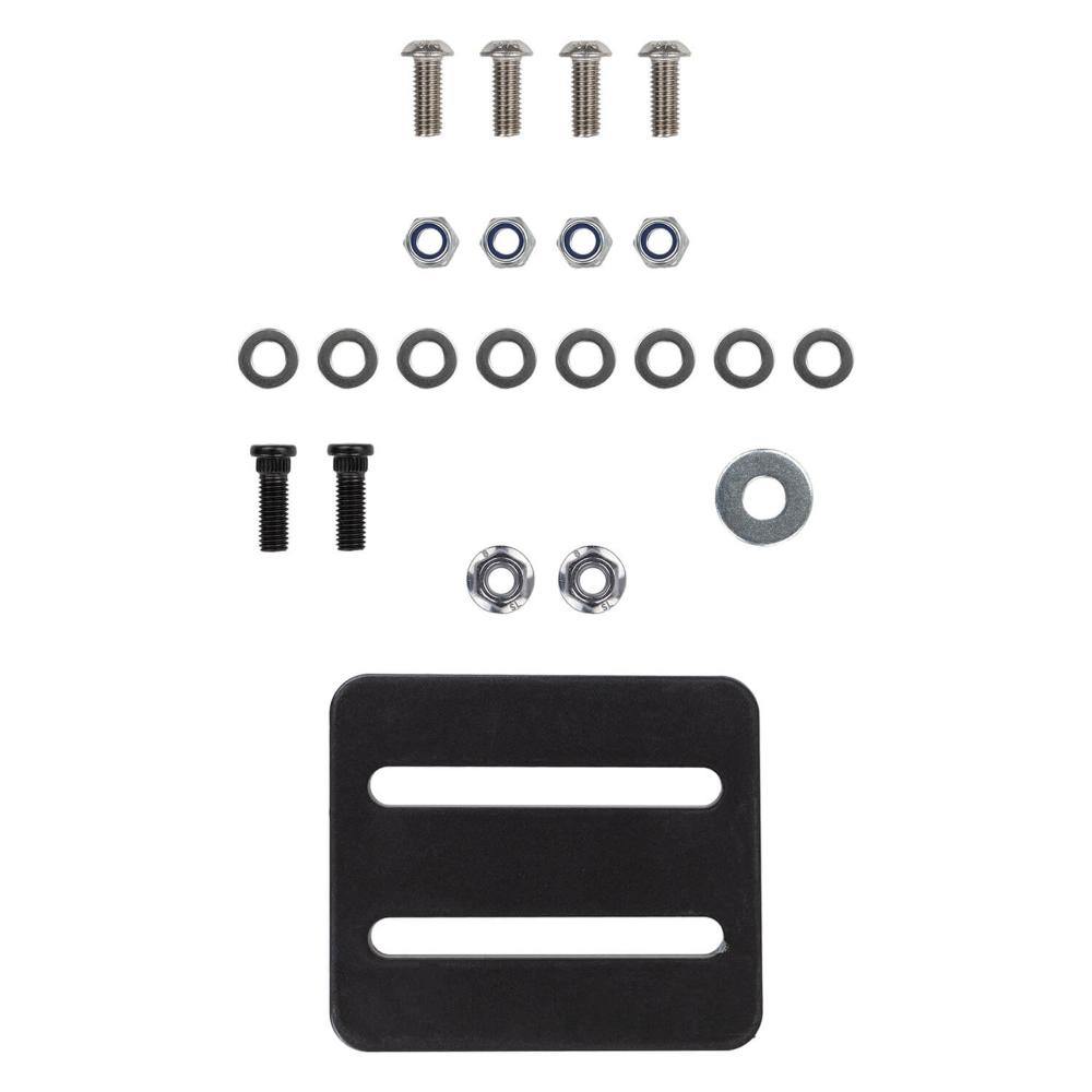 ARB Side Mount Awning Bracket Classic Rack 813405 mounting hardware kit with steel bolts, washers, nuts, and black bracket plate