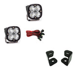 Baja Designs 09-19 Dodge Ram 1500 A-Pillar Kit Squadron Pro with dual LED pods, wiring harness, and mounting brackets