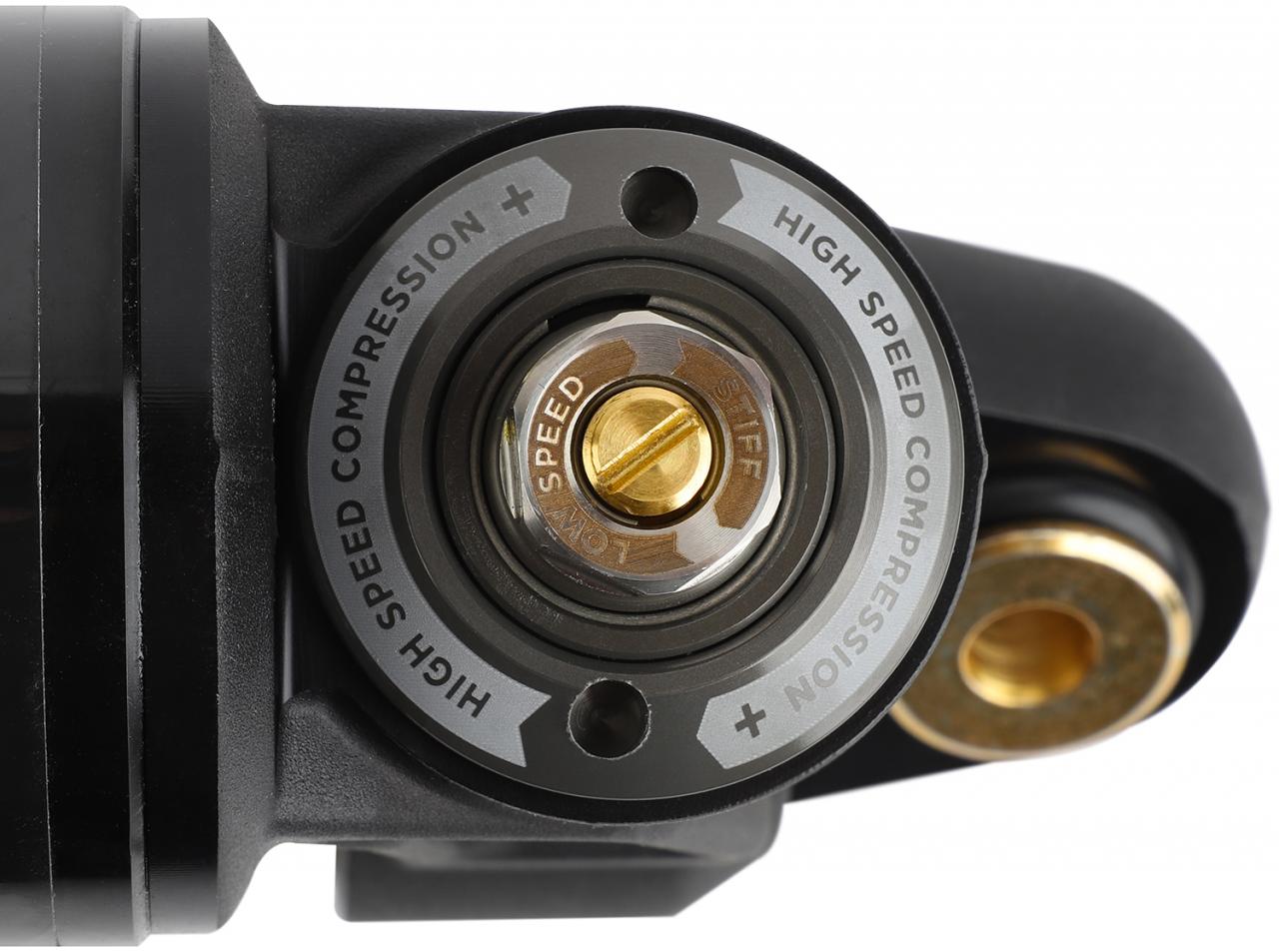 Fox Factory Race Series 2.5 Internal Bypass Shock (Pair) - Adjustable - 885-08-508 close-up of high-speed compression adjustment dial by Fox