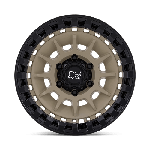 Black Rhino Barrage - 17X8.5 -10mm - Desert Sand On Matte Black off-road wheel with beadlock-style lip for 4x4 trucks and SUVs