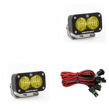 Baja Designs S2 Sport Wide Cornering Pattern Pair LED Work Light - Amber with heavy-duty mounts and wiring harness kit