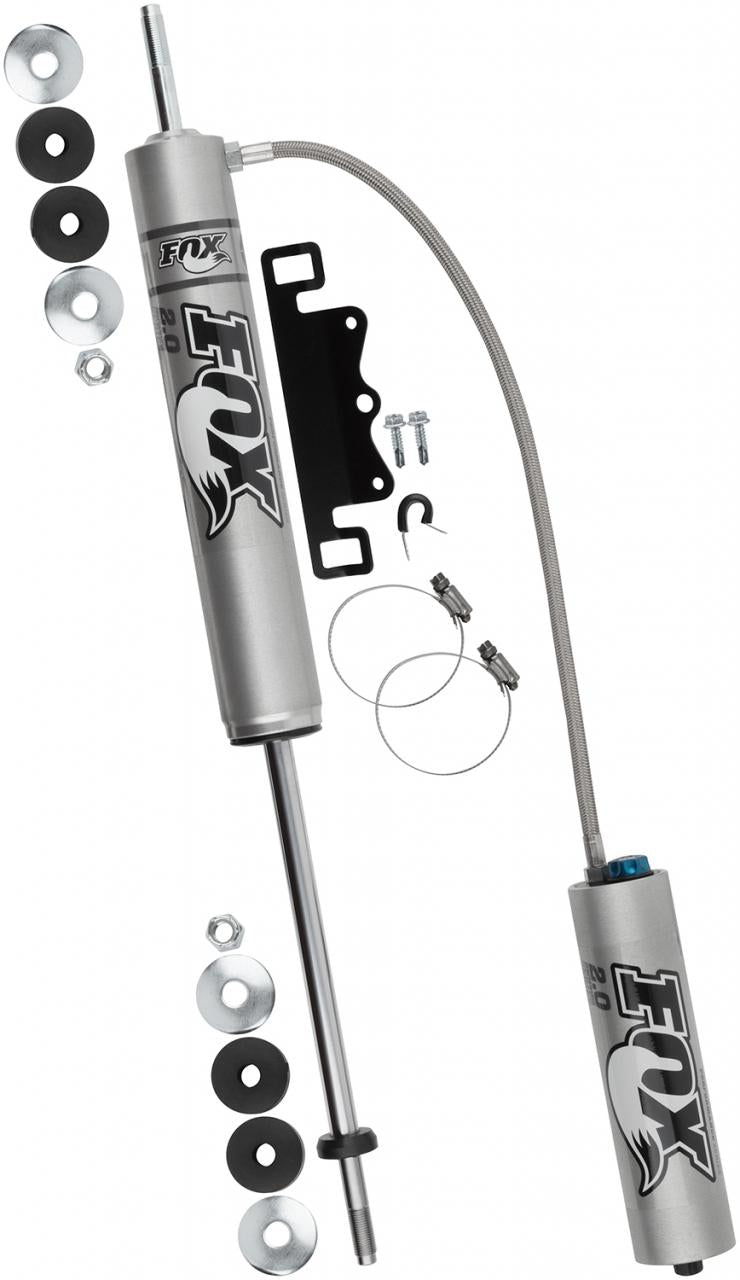 Fox Performance Series 2.0 Smooth Body Reservoir Shock - Adjustable - 985-26-122 with braided stainless steel line and mounting hardware for off-road use