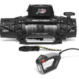 Smittybilt XRC Gen 3 Winch w/ Synthetic Rope 98612 with 7.0 HP motor, synthetic cable, clutch lever, and wired controller