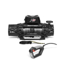 Smittybilt XRC Gen 3 Winch w/ Synthetic Rope 98695 with 7.0 HP motor, synthetic cable, clutch lever, and wireless controller