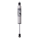 FOX suspension shock absorber with silver body and black mounting hardware