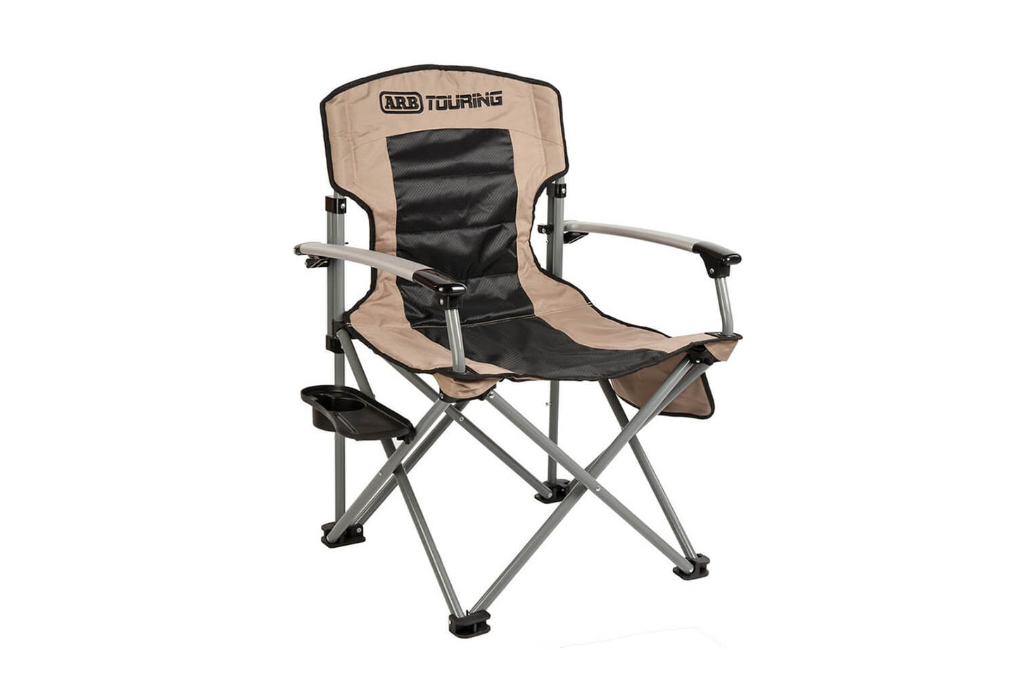 ARB Camping Chair With Table 10500101A with durable alloy frame, nylon Oxford weave, and extruded aluminum armrests for outdoor use