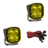 Baja Designs Squadron Pro Series Spot Pattern LED Light Pods - Amber with wiring harness and heavy-duty mounting brackets for off-road use