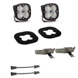 Baja Designs 11-16 Ford Super Duty Fog Squadron Sport Fog Pocket Kit with dual LED pods, mounting brackets, and wiring harnesses