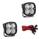 Baja Designs Squadron Pro Series Driving Combo Pattern Pair LED Light Pods with wiring harness and adjustable stainless steel mounts