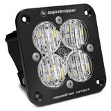 Baja Designs Squadron Sport Black Wide Cornering Pattern Flush Mount LED Light Pod - Clear with durable aluminum housing and quad LED optics