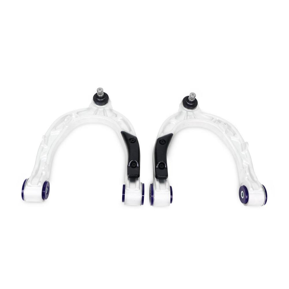 Superpro Front Upper Control Arm Set ALOY0024K for Tesla 3|Y (17-23), white performance suspension arms