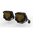 Morimoto 4Banger NCS LED Wide Beam Lights BAF006 in amber with rugged mounting brackets and weatherproof connectors for 4x4 vehicles