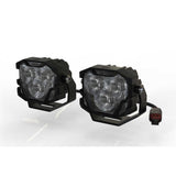 Morimoto 4Banger HXB LED Fog Lights Kit (White SAE Wide Beam) dual compact LED fog lights with wired connector and black mounts
