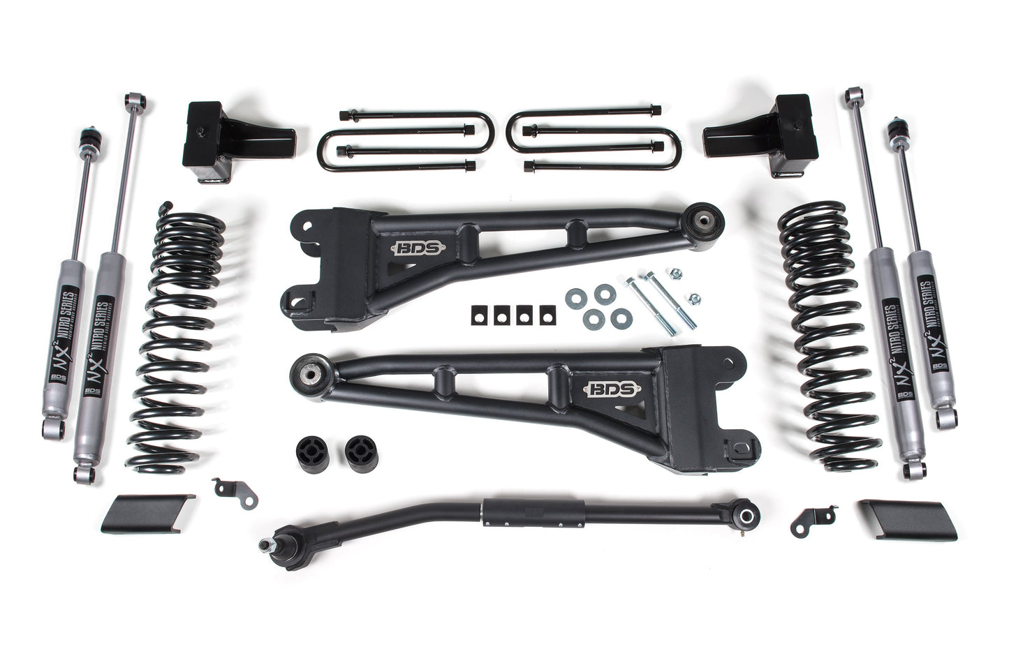 BDS 2.5 Inch Lift Kit w/ Radius Arm | Ford F250/F350 Super Duty (17-19) 4WD Diesel heavy-duty suspension components with shocks and coil springs
