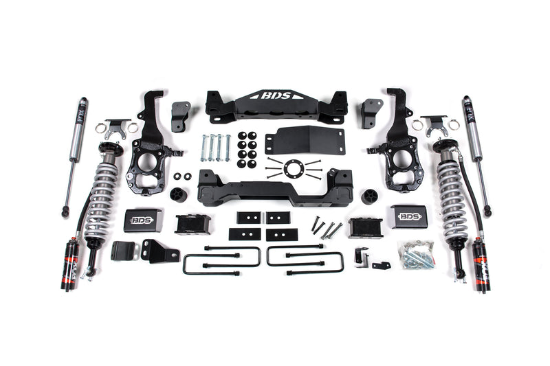 BDS 4 Inch Lift Kit | FOX 2.5 Performance Elite Coil-Over | Ford F150 (21-24) 4WD – 3 Inch Block Kit (Level to Tail High Appearance) / FOX 2.0 Performance Series